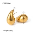 Dettaglio di orecchini a goccia dorati con dimensioni altezza 3,15cm e larghezza 1,73cm - Orecchini a Goccia Grandi Oro(JDE2305001)