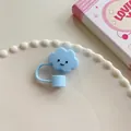 Light blue cloud straw cover with smiley face on a decorative ceramic plate - Blue Cloud / 10mm-Individual Package