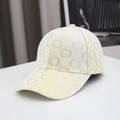 Breathable pale yellow and white lace baseball cap with geometric floral pattern for summer - Light Yellow