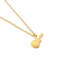Golden stainless steel O-chain necklace featuring a detailed guitar instrument pendant - Gold Textured Guitar Style (KN200401-Z)