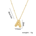 18K gold plated necklace with zircon micro-pave letter A pendant and measurements - Gold Color Letter A with Zirconia