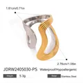 Two-tone wavy stainless steel ring with 18k gold finish, waterproof and hypoallergenic - Two-tone Gold Silver Wave Style (JDRW2405030-PS)