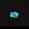 Luminous dragon ring with blue glow effect in vintage silver finish for men and women - Antique Silver Blue
