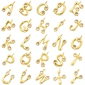 Set of 26 gold plated bamboo style alphabet pendants with sparkling zircon stones - Letter-A / Gold