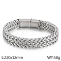 Silbernes Edelstahl-Armband mit doppelter Weizenkette und 12mm Magnetverschluss - Silber (KB162456-KFC)