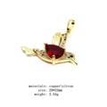 Golden copper hummingbird pendant with red heart zircon and colorful wing stones - Red Heart Hummingbird Pendant (Style 4)