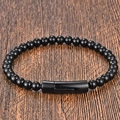 Pulsera minimalista de cuentas negras para hombre con un elegante cierre magnético de metal - Estilo Tres (21CM)