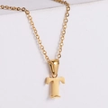 Minimalist 18k gold plated stainless steel necklace featuring a letter T pendant - Letter T