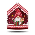 Christmas chair cover featuring buffalo plaid and cute gnome, size 50x60cm - Plaid Gnome