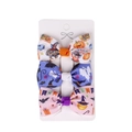 Three-piece Halloween bow hair clip set with pumpkin, ghost, and bat ribbon patterns - 6# Orange/White/Purple Print Set