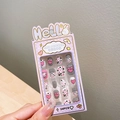Cute pink heart and black stripe pattern press-on nails for girls, 24pcs set in a gift box - 9# Striped Polka Dot