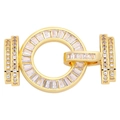 Golden G-shaped connector with square and round cubic zirconia for sweater necklaces - Style-2 (Gold G-Shape)
