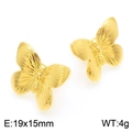 Pendientes de mariposa dorados vintage con acabado de metal cepillado 19x15mm - Pendientes de Mariposa Dorados