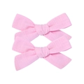 Set of two pink linen bow hair clips with natural texture for girls and women - Bow Hair Clips Set / Light Pink