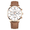 Brown Strap Rose Gold Case White Dial Rose Gold Hands