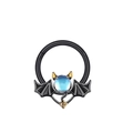 Black seamless nose ring with a bat design and a central blue stone accent - Devil Style / Black