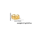 Detail showing dimensions of golden leaf open ring with 0.9cm height and 2cm diameter - Adjustable Open / Gold Leaf Pattern (TYGR0254)
