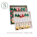 6-piece gold Christmas cutlery set with cartoon charms in a festive plaid gift box - No.5 - 6PCS Green Box Set / Gold