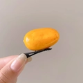 Grappige gele fruit haarclip met glanzende harsafwerking op zwarte snavelclip - 6# Mango
