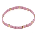 Bracelet Tila fait main en émail rose élégant et intercalaires en métal doré brillant - Rose Or Émail