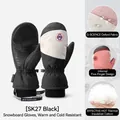 Waterproof SK27 black winter ski gloves with thermal insulation and touch screen fingers - L / SK27 Inner Five-Finger Style / Black