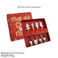Christmas coffee spoon set with 4 stainless steel spoons in a festive red gift box - 4PCS Christmas Spoon Set-Silver