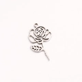 Silver stainless steel cutout rose pendant with leaves for December birthday jewelry - June Silver