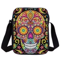 Mexican Day of the Dead sugar skull shoulder bag with colorful print and adjustable strap - Style 12
