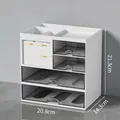 White minimalist desk organizer with four transparent drawers and top storage compartments - Combo Drawers + Single Drawer (White)