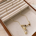 Collana a Y dorata a catena serpente con perle occhio di tigre e ciondolo a goccia chic - Collana regolabile con ciondolo a goccia dorata - circonferenza circa 60 cm