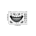 Halloween scary mouth and eyeball temporary tattoo sticker with size measurements - KC-004