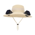 Beige solar double fan sun hat with wide brim and breathable mesh for outdoor hiking - Beige (12cm Wide Brim Dual Fan Style)
