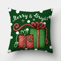 Dark green Christmas pillow case featuring red gift boxes and Merry & Bright text - Dark Green Gift Boxes