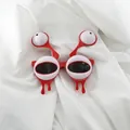 Occhiali da festa alieni con bulbi oculari, montatura rossa e design effetto gocciolante - Rosso