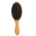 Oval bamboo cushion hairbrush with natural boar bristles and nylon pins on white background - Boar Bristle / Natural Wood Color