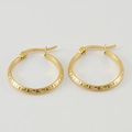 18K gold plated titanium steel hoop earrings featuring classic Greek fret pattern - 23x23mm / Gold