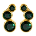 Clous d'oreilles 16G en acier doré avec trois zircons verts verticaux de tailles dégradées - 16G-6mm-Oreille Gauche / Base Or - Zircon Émeraude