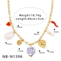 Detailed size and weight specs for a gold necklace with seashell and enamel charms - Multi-Pendant Double Layer Necklace (NB-N1396)