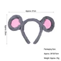 Plush grey mouse ears headband with pink inner details for party cosplay costume - Gray Plush Mouse Ears
