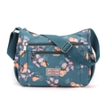 Floral print shoulder bag with large capacity and multi-layer zipper pockets for travel - Wood Cotton Flower