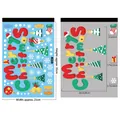 Christmas window stickers set with Merry Christmas text and colorful holiday patterns - XC061 Merry Christmas Art