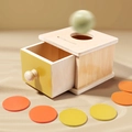 Scatola Montessori in legno con cassetto per esercizi di coordinazione e lancio - Scatola per monete 2 in 1 (cassetto singolo)