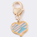 Pink and blue enamel heart pendant with golden lobster clasp for DIY jewelry making - Pink Blue Yellow