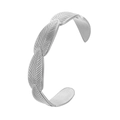 Elegant silver feather-shaped open cuff bracelet in durable stainless steel finish - Y633-2 Silver Feather Overlap