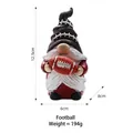 Garden gnome statue holding an orange football, resin sports figurine 12.5cm height - Gnome-Rugby Ball