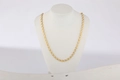 Elegant 18K gold plated cable chain necklace featuring white pearls on a model neck - 3mm 24inch / Gold