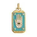 Fortune Hamsa Hand tarot pendant in gold and sky blue enamel with zircon stones - M801153-Light Blue