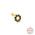 Gold-plated 925 sterling silver ear bone stud with micro-set black zircon crystals - Gold Ring Black Zirconia