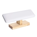 White microfiber T-bar jewelry display stand with solid wood base for bracelets and watches - White Leather
