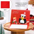 3D pop-up penguin Christmas greeting card with red envelope set, 80x100mm size - Star Penguin